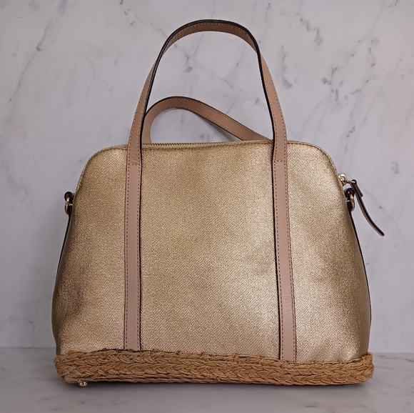 Kate Spade Gold Capri Espadrille Maise Mixedmedia Satchel - Picture 3 of 16